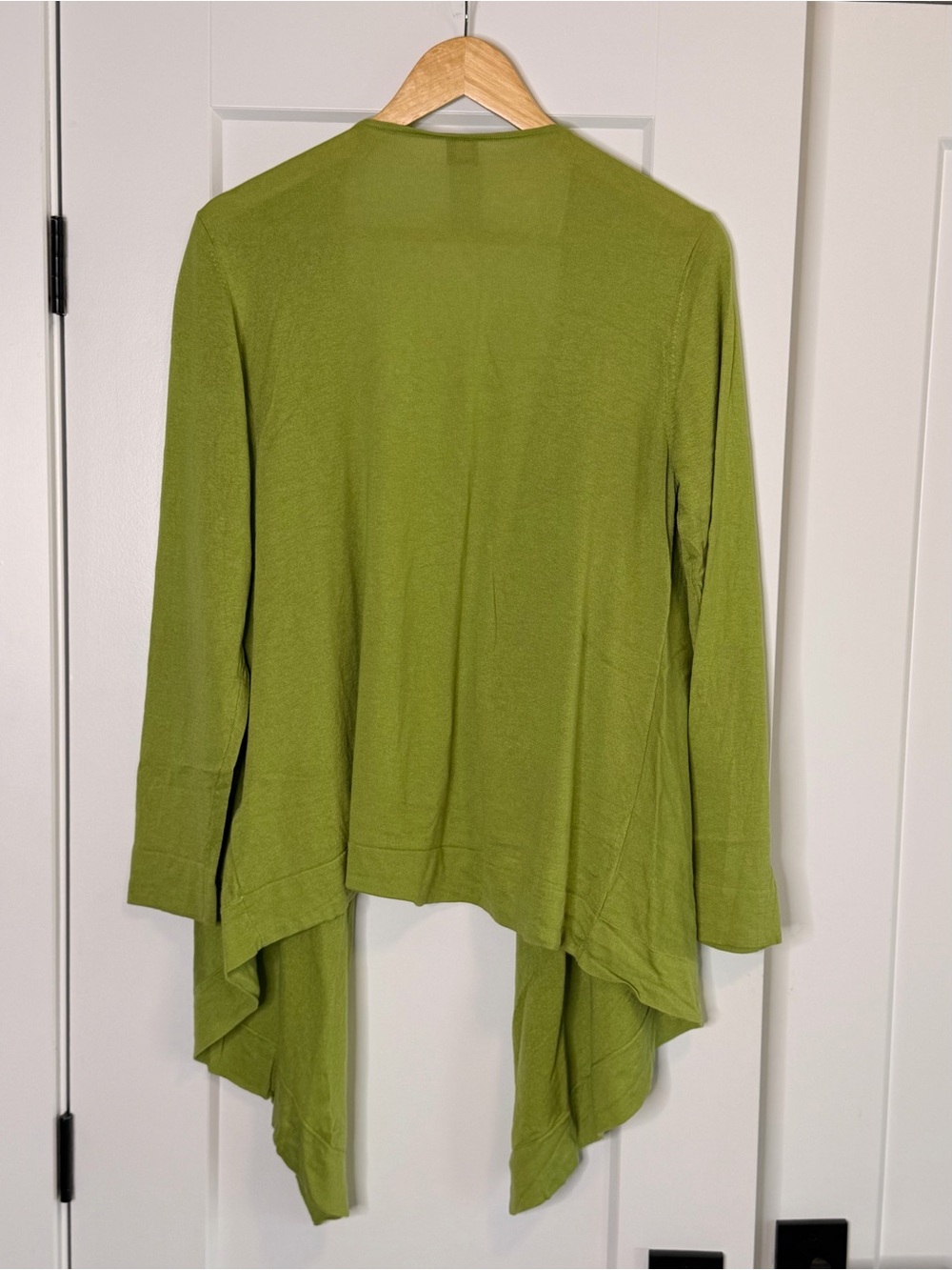 💛2 for 20- Eileen Fisher Lime Green Open-Front Draped Cardigan - Picture 2 of 5